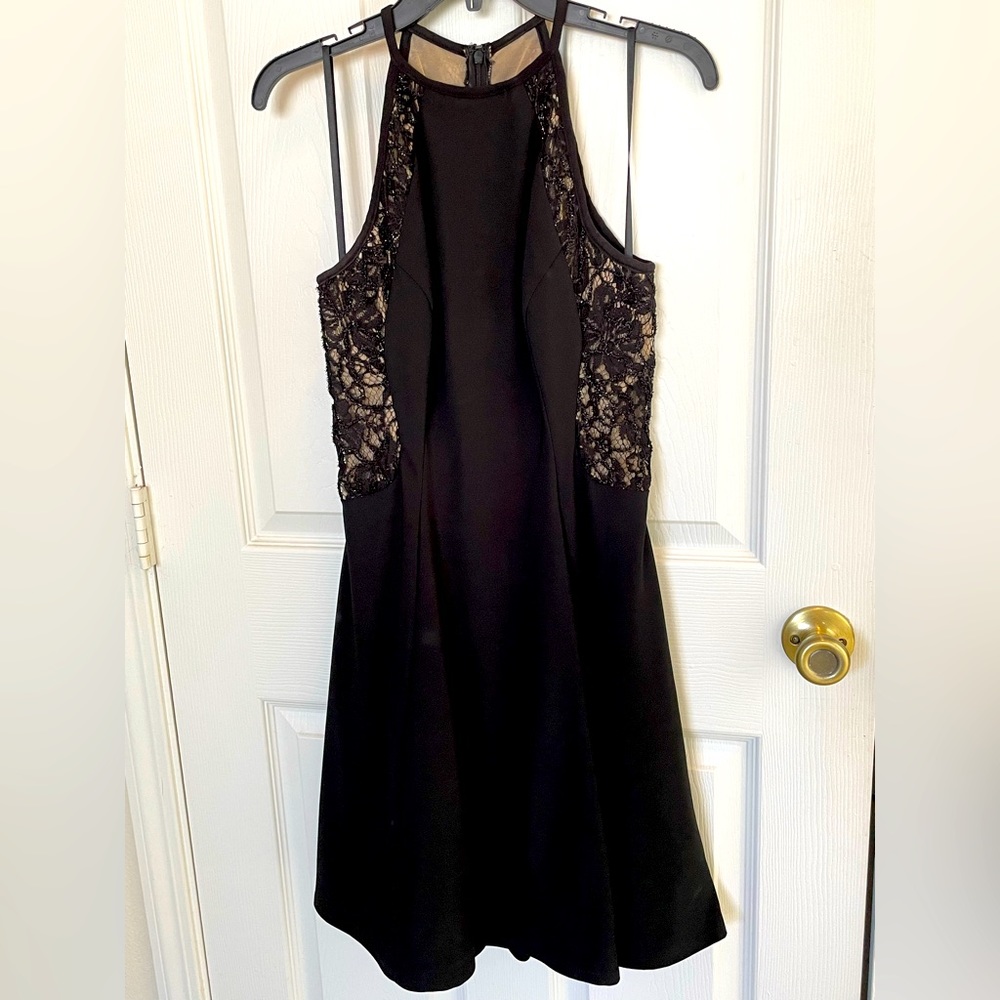 Xcape Black Cocktail Dress with Beaded Siding and Back